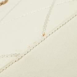 Pre Owned Tory Burch Off White Leather Mini Robinson Double Zip Tote