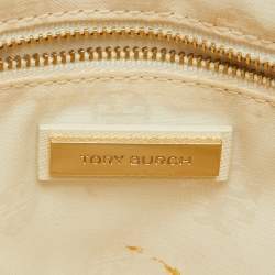 Pre Owned Tory Burch Off White Leather Mini Robinson Double Zip Tote