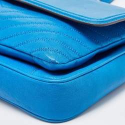 Pre Owned Tory Burch Blue Leather Fleming Shoulder Bag