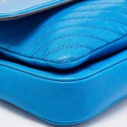 Pre Owned Tory Burch Blue Leather Fleming Shoulder Bag