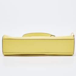 Pre Owned Tory Burch Yellow Leather Petite Lee Radziwill Top Handle Bag