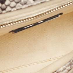 Pre Owned Tory Burch Black/Grey Python Embossed Leather Fringe Crossbody Bag