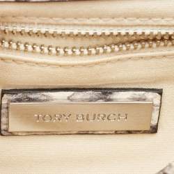 Pre Owned Tory Burch Black/Grey Python Embossed Leather Fringe Crossbody Bag