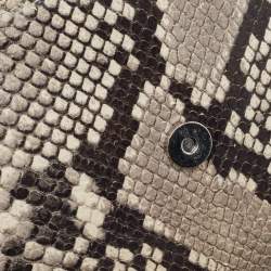 Pre Owned Tory Burch Black/Grey Python Embossed Leather Fringe Crossbody Bag