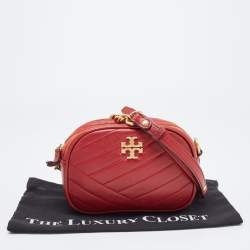 Pre Owned Tory Burch Red Leather Kira Camera Crossbody Bag