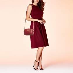Pre Owned Tory Burch Red Leather Kira Camera Crossbody Bag