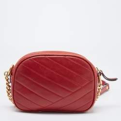 Pre Owned Tory Burch Red Leather Kira Camera Crossbody Bag