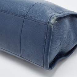 Pre Owned Tory Burch Blue Leather McGraw Slouchy Tote