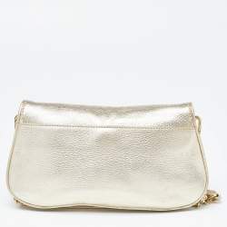Pre Owned Tory Burch Gold Leather Britten Crossbody Bag
