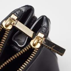 Pre Owned Tory Burch Black Leather Double Zip Robinson Tote