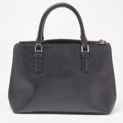 Pre Owned Tory Burch Black Leather Double Zip Robinson Tote