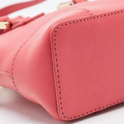 Pre Owned Tory Burch Pink Leather Micro Robinson Satchel