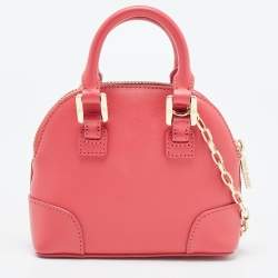 Pre Owned Tory Burch Pink Leather Micro Robinson Satchel