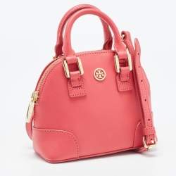 Pre Owned Tory Burch Pink Leather Micro Robinson Satchel