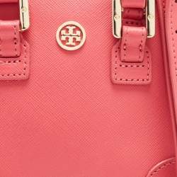 Pre Owned Tory Burch Pink Leather Micro Robinson Satchel