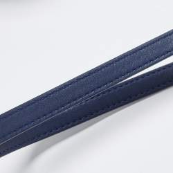 Pre Owned Tory Burch Navy Blue Leather Block T Top Handle Bag