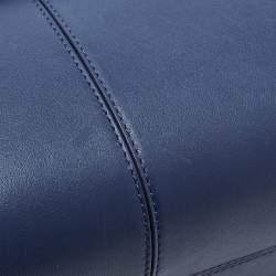 Pre Owned Tory Burch Navy Blue Leather Block T Top Handle Bag