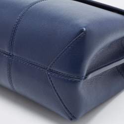 Pre Owned Tory Burch Navy Blue Leather Block T Top Handle Bag