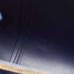 Pre Owned Tory Burch Navy Blue Leather Block T Top Handle Bag