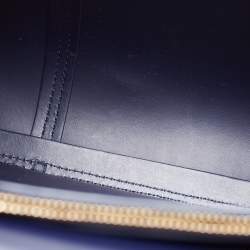 Pre Owned Tory Burch Navy Blue Leather Block T Top Handle Bag