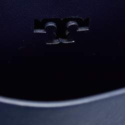 Pre Owned Tory Burch Navy Blue Leather Block T Top Handle Bag
