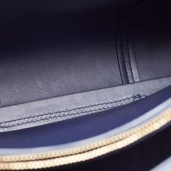 Pre Owned Tory Burch Navy Blue Leather Block T Top Handle Bag