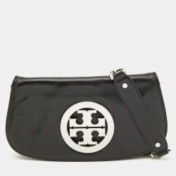 Pre Owned Tory Burch Black Leather Reva Crossbody Bag