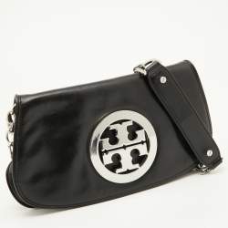 Pre Owned Tory Burch Black Leather Reva Crossbody Bag