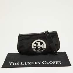 Pre Owned Tory Burch Black Leather Reva Crossbody Bag