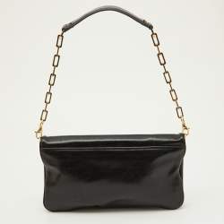 Pre Owned Tory Burch Black Leather Reva Logo Shoulder Bag