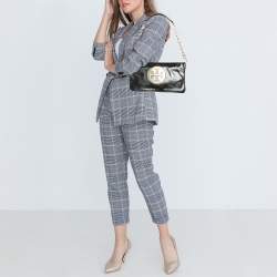 Pre Owned Tory Burch Black Leather Reva Logo Shoulder Bag