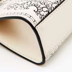 Pre Owned Tory Burch Off White/Black Leather Petite Lee Radziwill Top Handle Bag