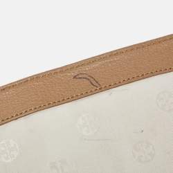 Pre Owned Tory Burch Brown Perforated Logo Leather Flap Crossbody Bag