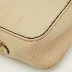Pre Owned Tory Burch Beige Leather Double Zip Camera Bag