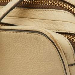 Pre Owned Tory Burch Beige Leather Double Zip Camera Bag