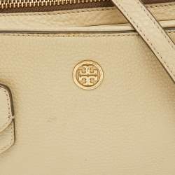 Pre Owned Tory Burch Beige Leather Double Zip Camera Bag