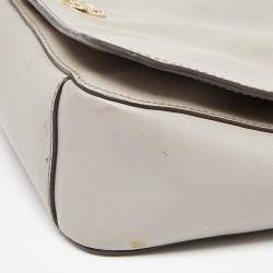 Tory Burch Beige Leather Flap Crossbody Bag