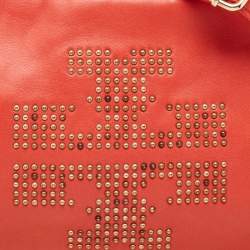 Pre Owned Tory Burch Red Studded Leather Crossbody Bag