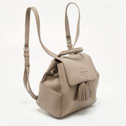 Pre Owned  Tory Burch Grey Leather Tassel Backpack