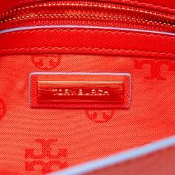 Pre Owned Tory Burch Red Leather Slim Diana Flap Clutch