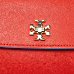 Pre Owned Tory Burch Red Leather Slim Diana Flap Clutch