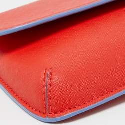 Pre Owned Tory Burch Red Leather Slim Diana Flap Clutch
