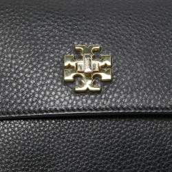 Pre Owned Tory Burch Black Leather Flap Shoulder Bag