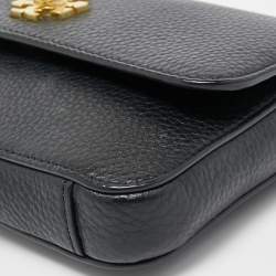 Pre Owned Tory Burch Black Leather Flap Shoulder Bag