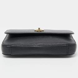 Pre Owned Tory Burch Black Leather Flap Shoulder Bag