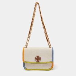 Pre Owned Tory Burch Multicolor Canvas and Leather Britten Shoulder Bag