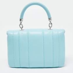 Pre Owned Tory Burch Light Blue Quilted Leather Kira Top Handle Bag