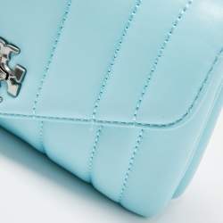 Pre Owned Tory Burch Light Blue Quilted Leather Kira Top Handle Bag