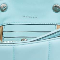 Pre Owned Tory Burch Light Blue Quilted Leather Kira Top Handle Bag