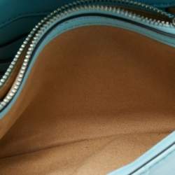 Pre Owned Tory Burch Light Blue Quilted Leather Kira Top Handle Bag